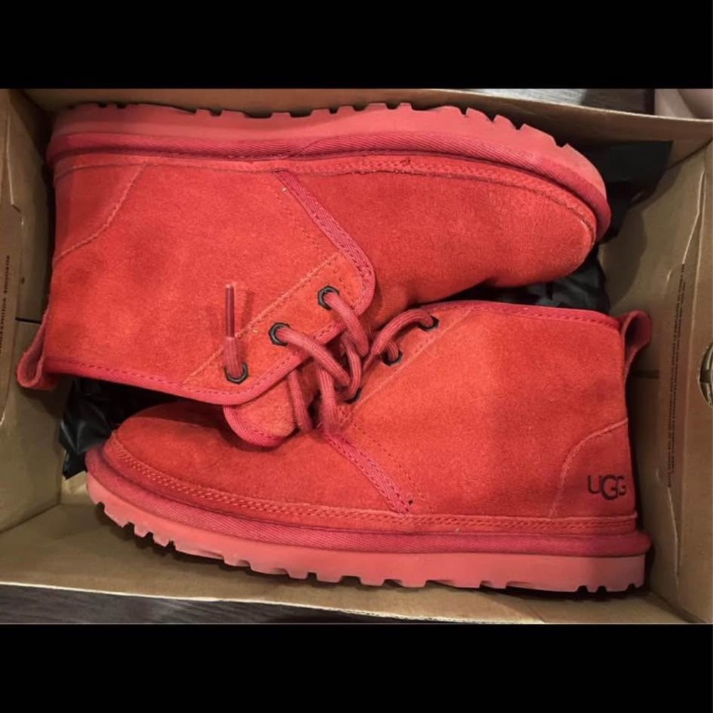 UGG NEUMEL Red Suede Ankle Boots
